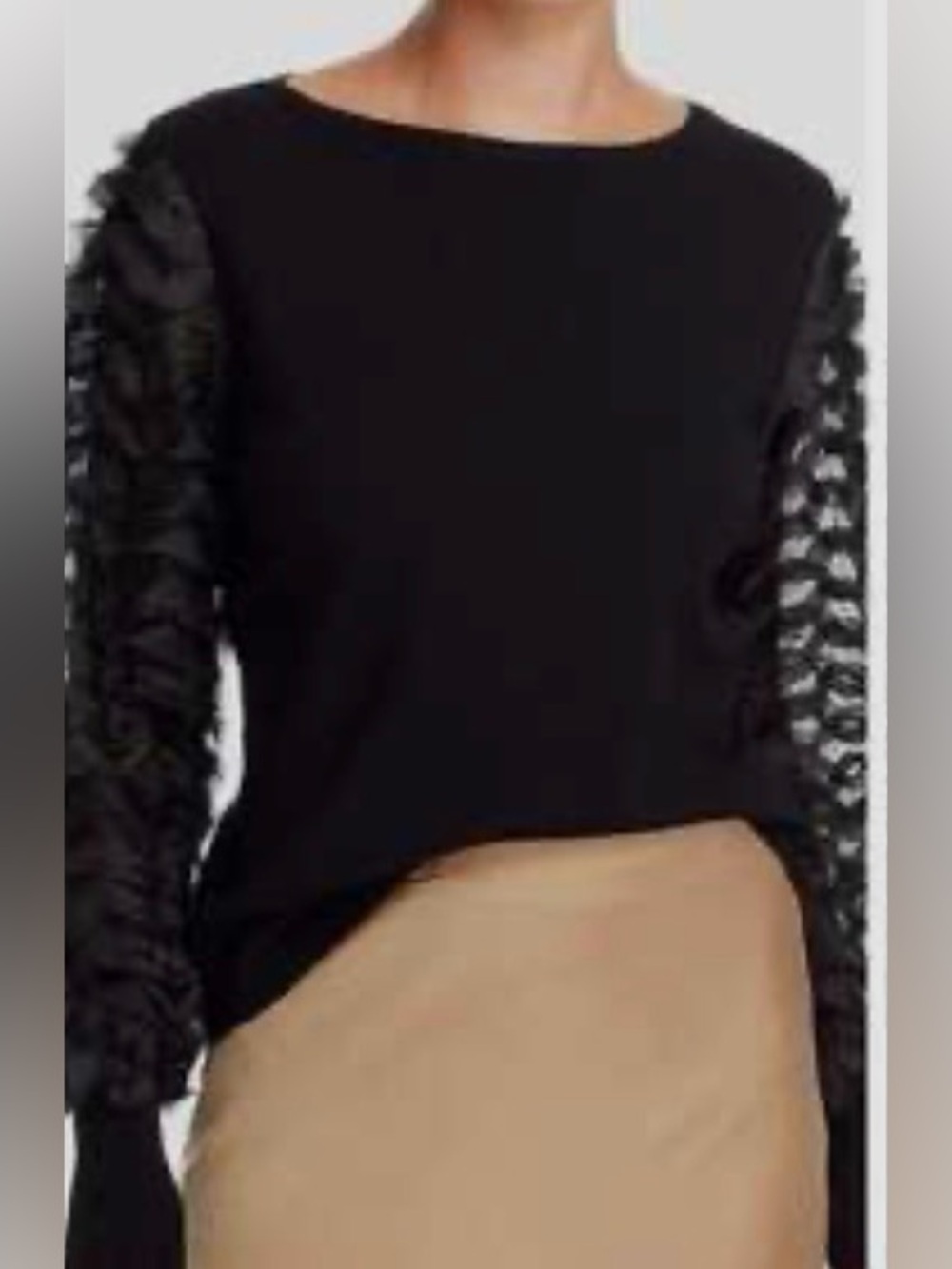 Anthropologie DOLAN Black Ruffled Puff Sleeve Top, Sz Small